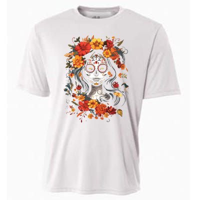 De Los Muertos La Catrina Day Of The Dead Sugar Skull Cooling Performance Crew T-Shirt