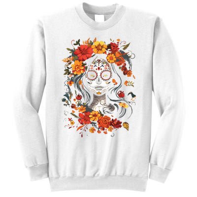 De Los Muertos La Catrina Day Of The Dead Sugar Skull Sweatshirt