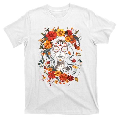 De Los Muertos La Catrina Day Of The Dead Sugar Skull T-Shirt