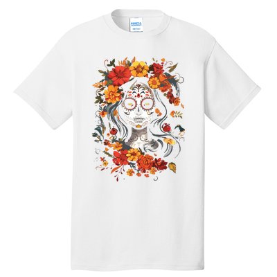 De Los Muertos La Catrina Day Of The Dead Sugar Skull Tall T-Shirt