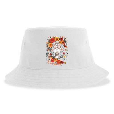 De Los Muertos La Catrina Day Of The Dead Sugar Skull Sustainable Bucket Hat