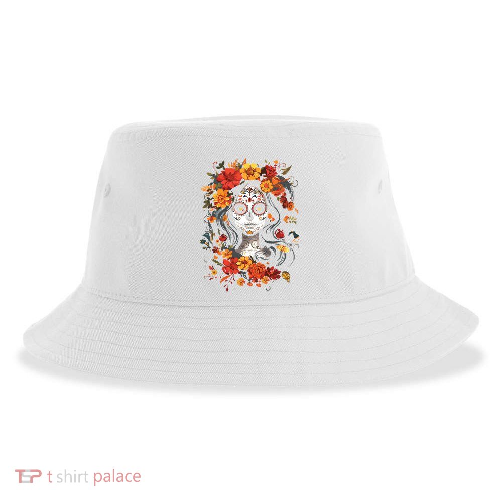 De Los Muertos La Catrina Day Of The Dead Sugar Skull Sustainable Bucket Hat