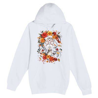 De Los Muertos La Catrina Day Of The Dead Sugar Skull Premium Pullover Hoodie