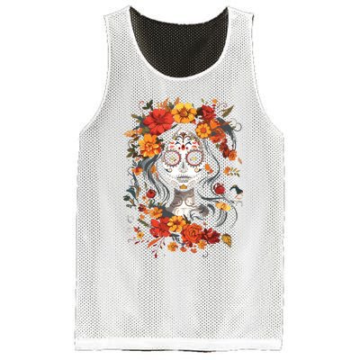 De Los Muertos La Catrina Day Of The Dead Sugar Skull Mesh Reversible Basketball Jersey Tank