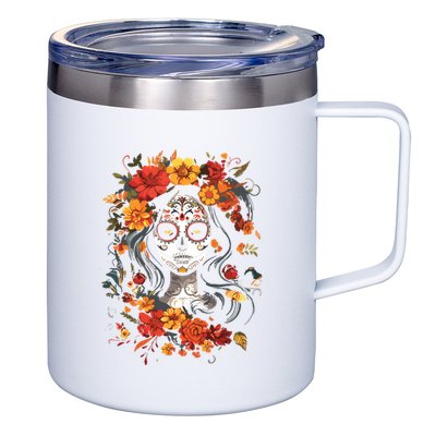 De Los Muertos La Catrina Day Of The Dead Sugar Skull 12oz Stainless Steel Coffee Mug