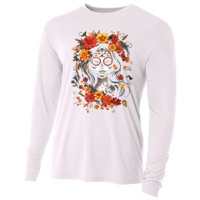 De Los Muertos La Catrina Day Of The Dead Sugar Skull Cooling Performance Long Sleeve Crew