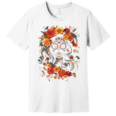 De Los Muertos La Catrina Day Of The Dead Sugar Skull Premium T-Shirt