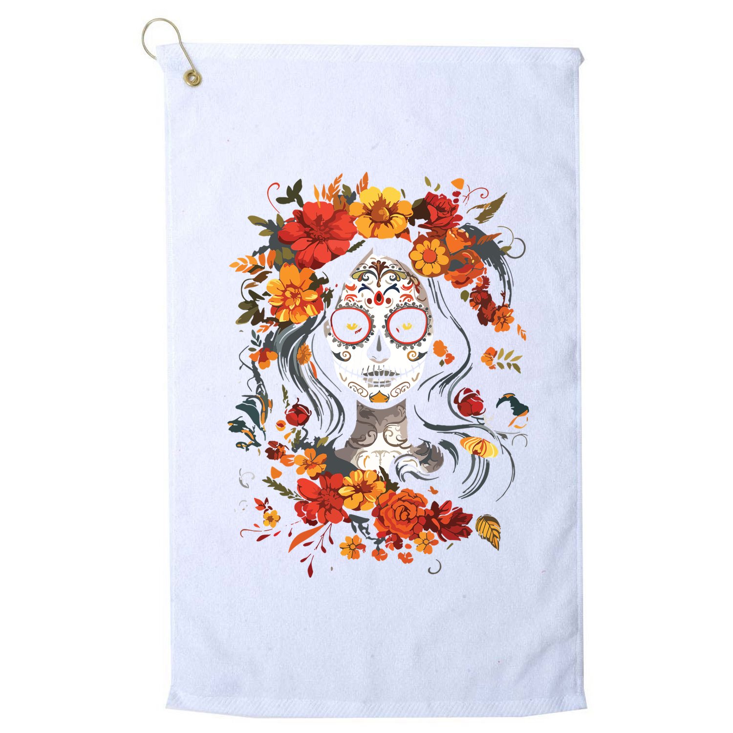 De Los Muertos La Catrina Day Of The Dead Sugar Skull Golf Towel