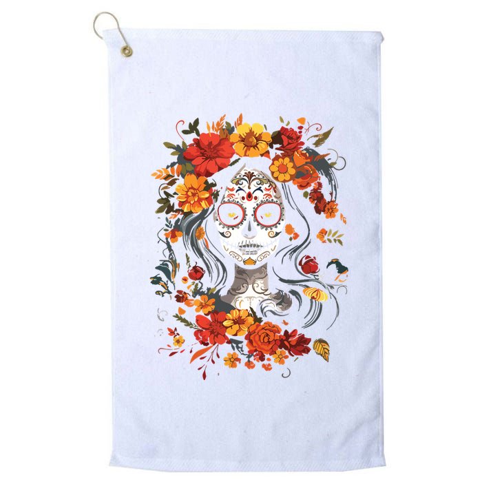 De Los Muertos La Catrina Day Of The Dead Sugar Skull Golf Towel