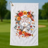 De Los Muertos La Catrina Day Of The Dead Sugar Skull Golf Towel