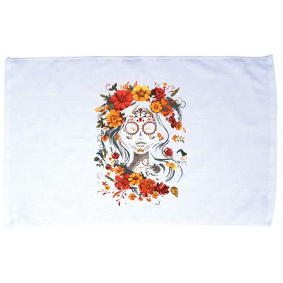 De Los Muertos La Catrina Day Of The Dead Sugar Skull Microfiber Hand Towel