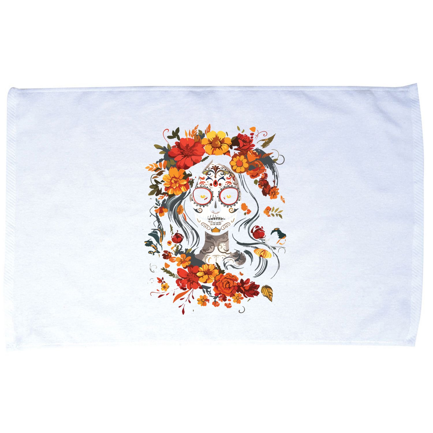 De Los Muertos La Catrina Day Of The Dead Sugar Skull Microfiber Hand Towel