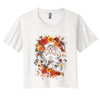 De Los Muertos La Catrina Day Of The Dead Sugar Skull Women's Crop Top Tee