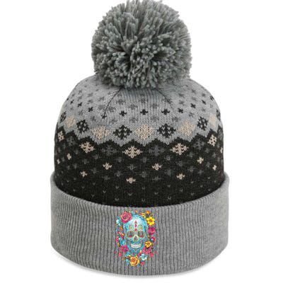 De Los Muertos Day Of The Dead Sugar Skull Halloween The Baniff Cuffed Pom Beanie