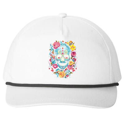 De Los Muertos Day Of The Dead Sugar Skull Halloween Snapback Five-Panel Rope Hat