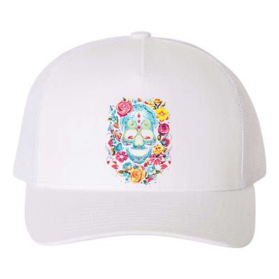 De Los Muertos Day Of The Dead Sugar Skull Halloween Yupoong Adult 5-Panel Trucker Hat