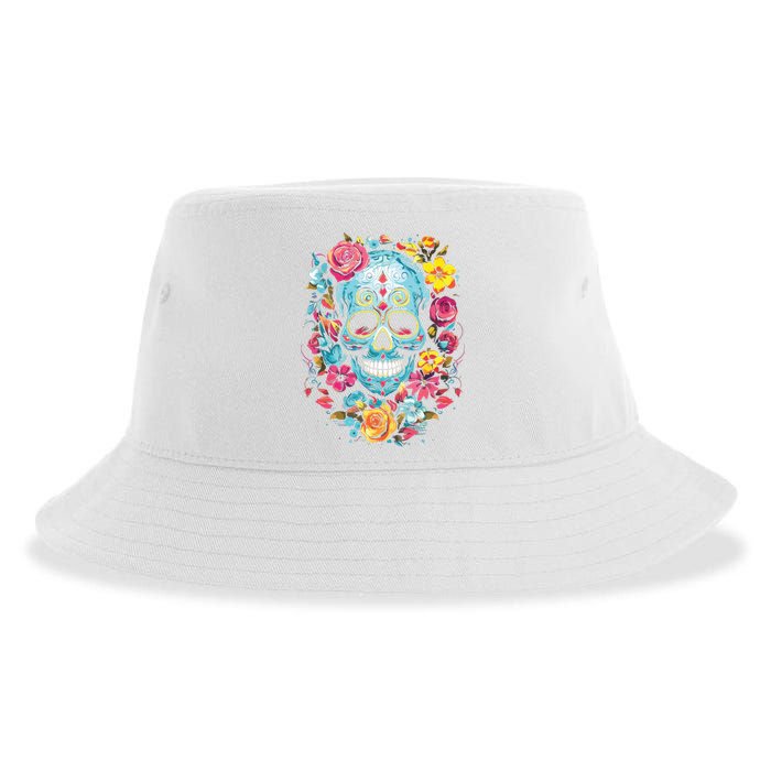 De Los Muertos Day Of The Dead Sugar Skull Halloween Sustainable Bucket Hat