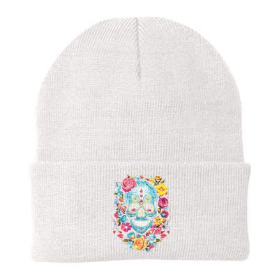 De Los Muertos Day Of The Dead Sugar Skull Halloween Knit Cap Winter Beanie