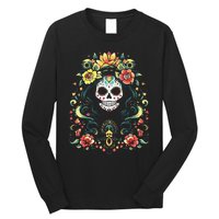 De Los Muertos La Catrina Day Of The Dead Sugar Skull Long Sleeve Shirt