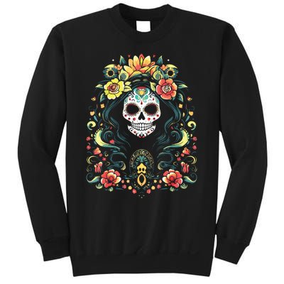 De Los Muertos La Catrina Day Of The Dead Sugar Skull Sweatshirt