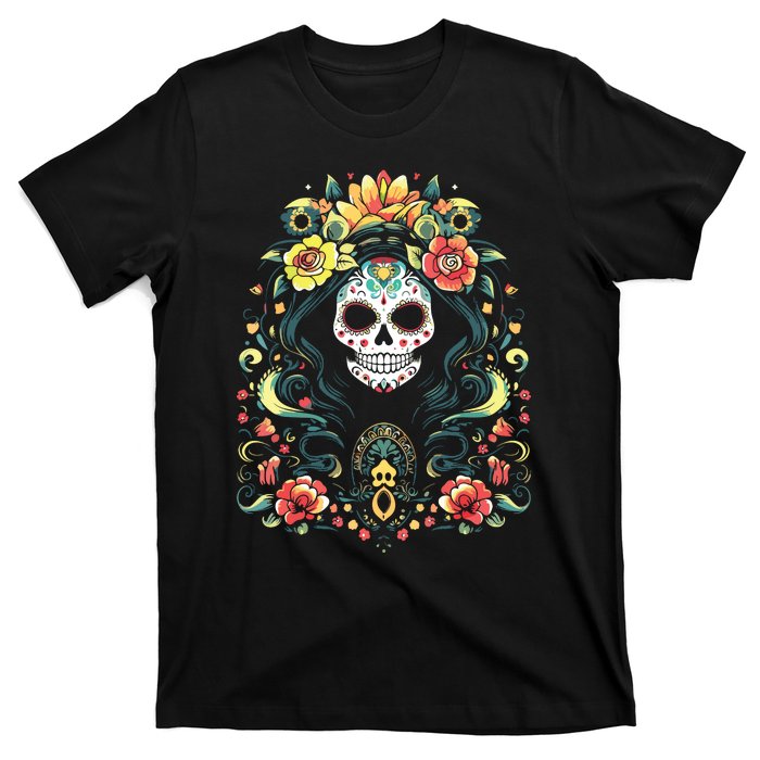 De Los Muertos La Catrina Day Of The Dead Sugar Skull T-Shirt