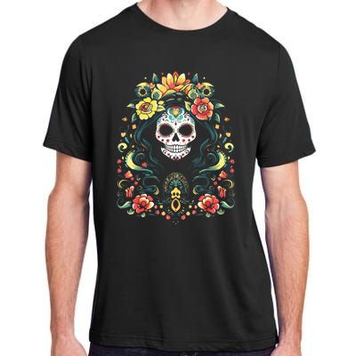 De Los Muertos La Catrina Day Of The Dead Sugar Skull Adult ChromaSoft Performance T-Shirt