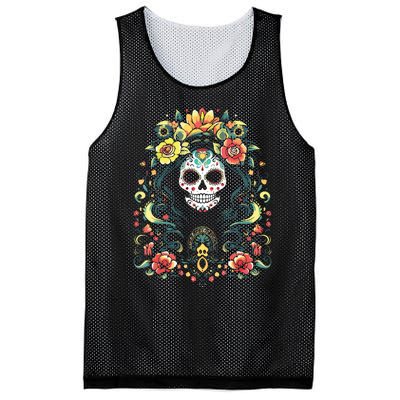 De Los Muertos La Catrina Day Of The Dead Sugar Skull Mesh Reversible Basketball Jersey Tank