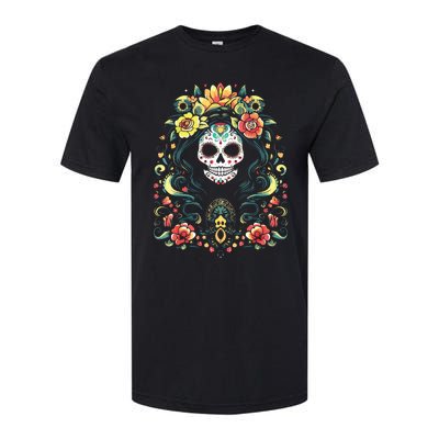 De Los Muertos La Catrina Day Of The Dead Sugar Skull Softstyle CVC T-Shirt