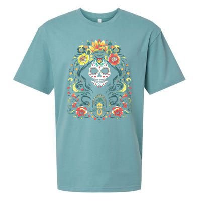 De Los Muertos La Catrina Day Of The Dead Sugar Skull Sueded Cloud Jersey T-Shirt