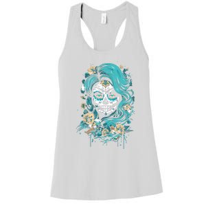 De Los Muertos La Catrina Day Of The Dead Sugar Skull Women's Racerback Tank