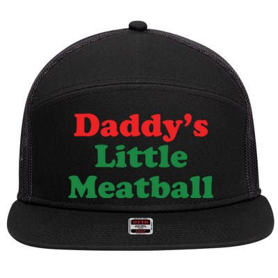 Daddy Little Meatball Italian Ironic Funny Meme 7 Panel Mesh Trucker Snapback Hat