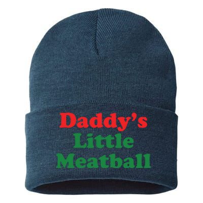 Daddy Little Meatball Italian Ironic Funny Meme Sustainable Knit Beanie