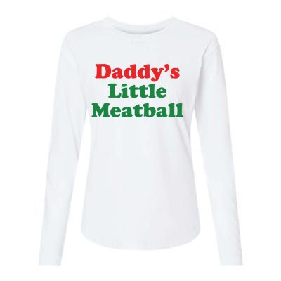 Daddy Little Meatball Italian Ironic Funny Meme Womens Cotton Relaxed Long Sleeve T-Shirt