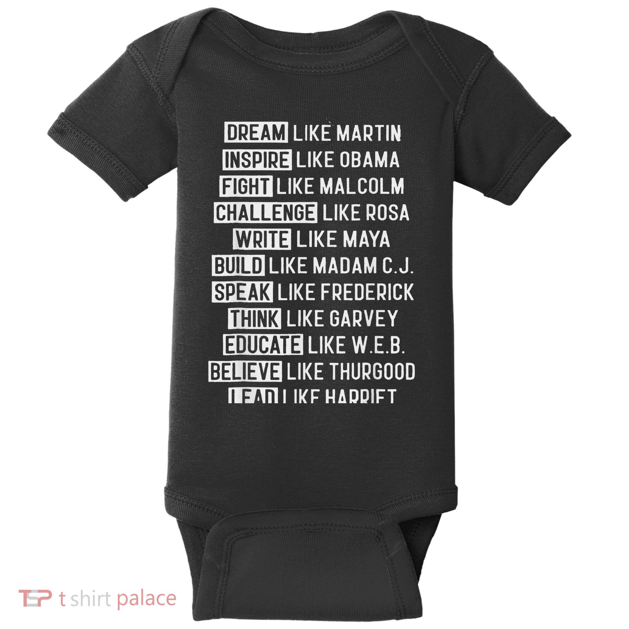 Dream Like Martin Lead Like Harriet Black Pride Baby Bodysuit