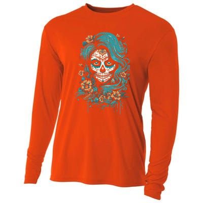 De Los Muertos La Catrina Day Of The Dead Sugar Skull Cooling Performance Long Sleeve Crew