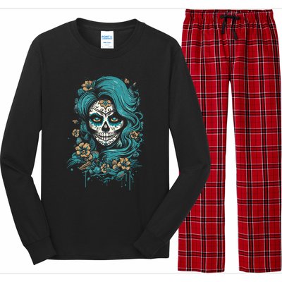 De Los Muertos La Catrina Day Of The Dead Sugar Skull Long Sleeve Pajama Set