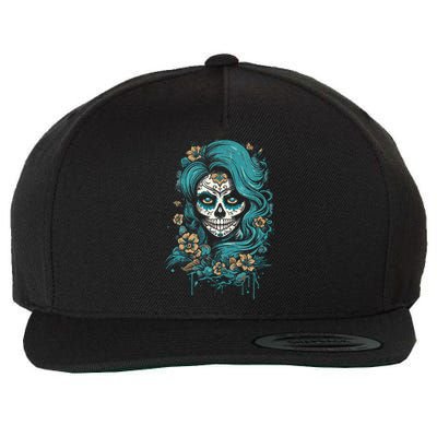 De Los Muertos La Catrina Day Of The Dead Sugar Skull Wool Snapback Cap