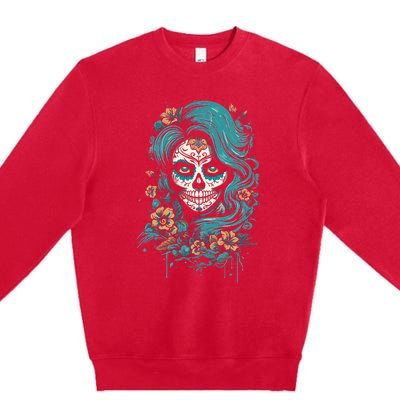 De Los Muertos La Catrina Day Of The Dead Sugar Skull Premium Crewneck Sweatshirt