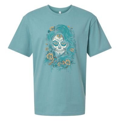 De Los Muertos La Catrina Day Of The Dead Sugar Skull Sueded Cloud Jersey T-Shirt