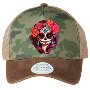 De Los Muertos La Catrina Day Of The Dead Sugar Skull Women Legacy Tie Dye Trucker Hat