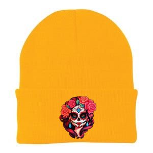 De Los Muertos La Catrina Day Of The Dead Sugar Skull Women Knit Cap Winter Beanie