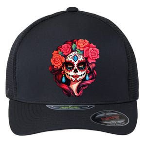 De Los Muertos La Catrina Day Of The Dead Sugar Skull Women Flexfit Unipanel Trucker Cap