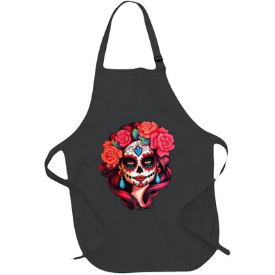 De Los Muertos La Catrina Day Of The Dead Sugar Skull Women Full-Length Apron With Pockets