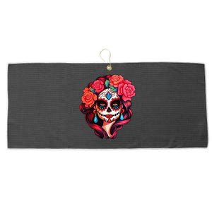 De Los Muertos La Catrina Day Of The Dead Sugar Skull Women Large Microfiber Waffle Golf Towel