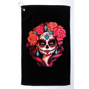 De Los Muertos La Catrina Day Of The Dead Sugar Skull Women Platinum Collection Golf Towel