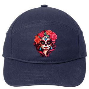 De Los Muertos La Catrina Day Of The Dead Sugar Skull Women 7-Panel Snapback Hat