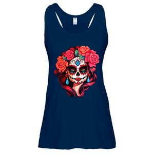 De Los Muertos La Catrina Day Of The Dead Sugar Skull Women Ladies Essential Flowy Tank