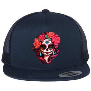 De Los Muertos La Catrina Day Of The Dead Sugar Skull Women Flat Bill Trucker Hat