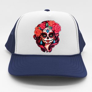 De Los Muertos La Catrina Day Of The Dead Sugar Skull Women Trucker Hat