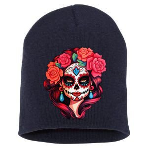 De Los Muertos La Catrina Day Of The Dead Sugar Skull Women Short Acrylic Beanie